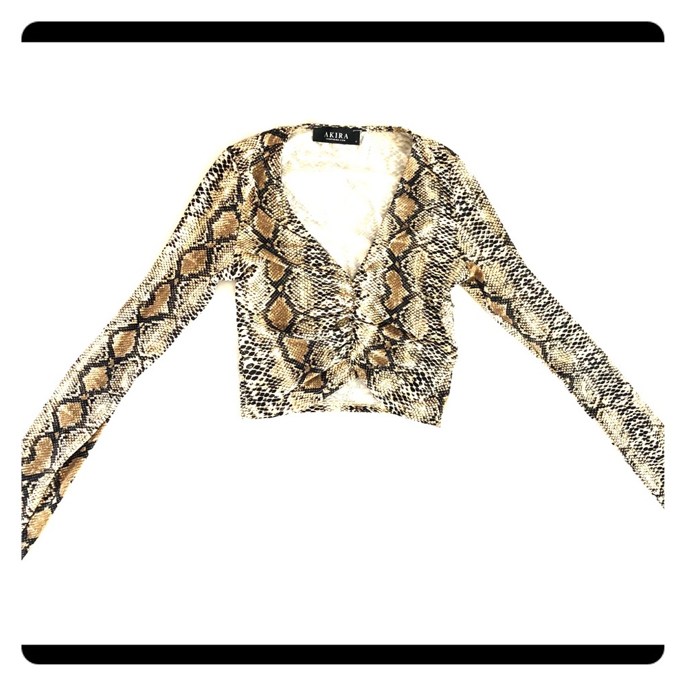 AKIRA Snakeskin Longsleeve Crop Top - Size S (NEW)